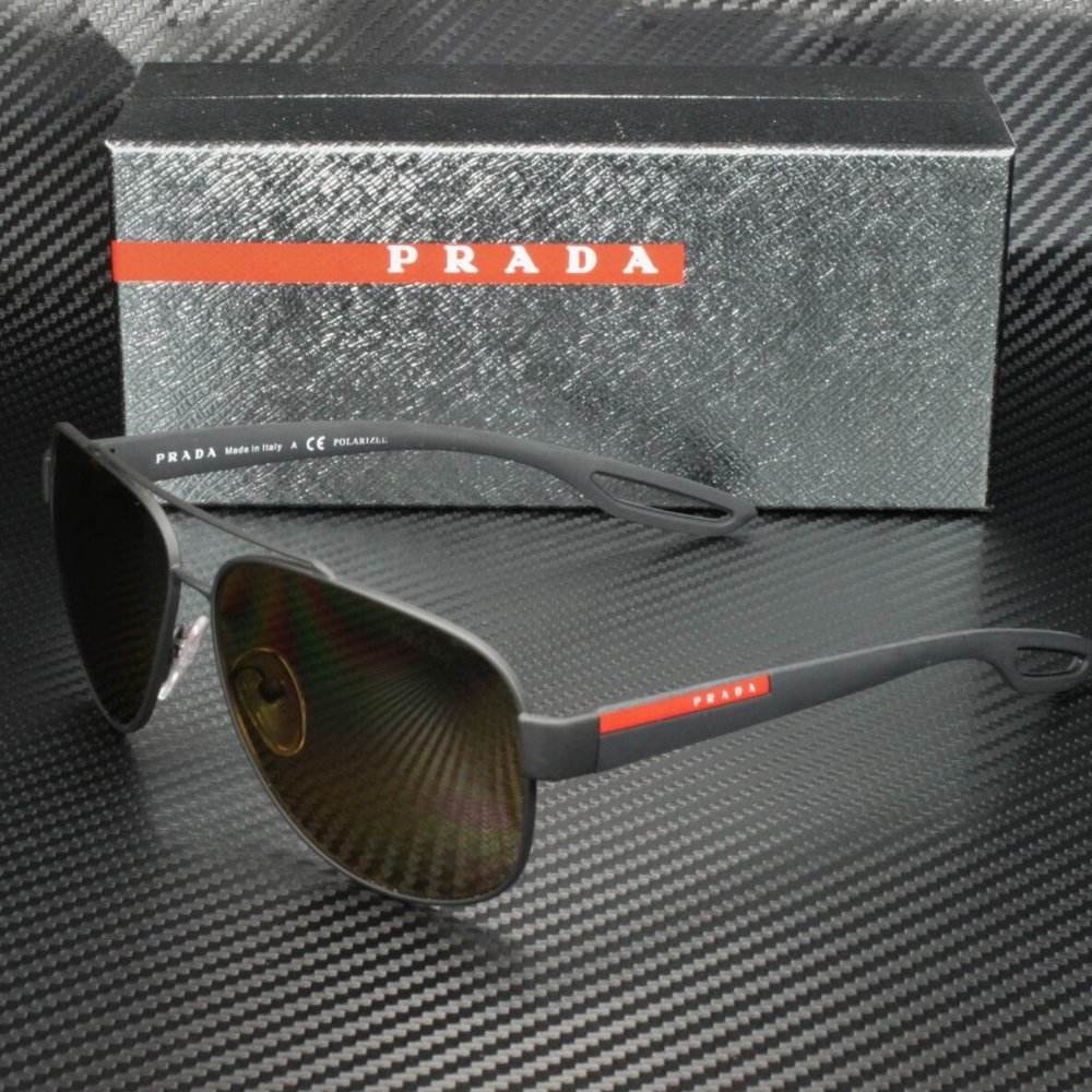 Prada Men's Black and Brown Polarized Sunglasses - Picture 2 of 4